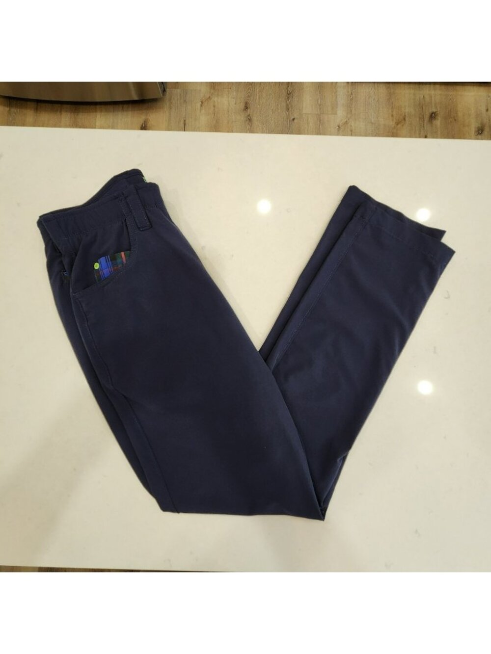 William Murray Pants Men’s 30x32 Golf Performance Stretch Blue Plaid Trim Nylon